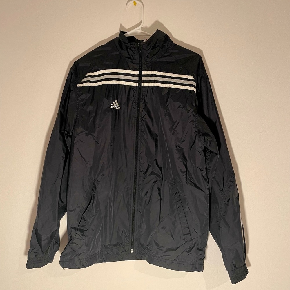 Black striped vintage Adidas Windbreaker